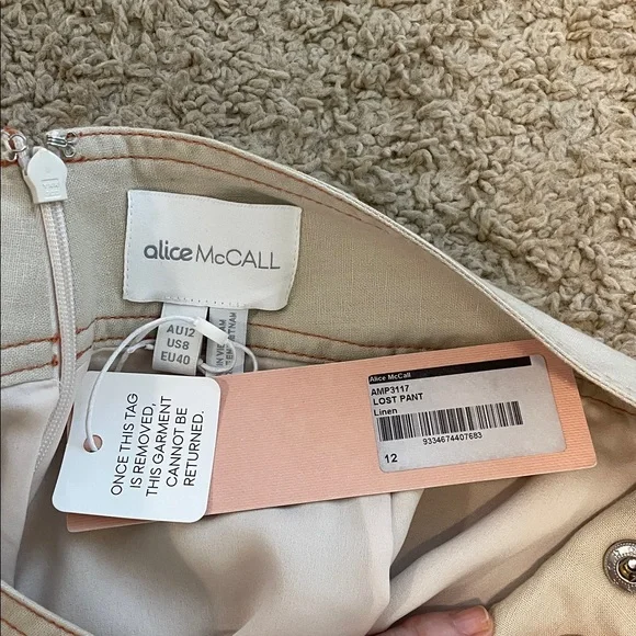 ALICE McCall the LOST PANT high waist wide leg linen culotte ankle pant NWT 8 - Picture 13 of 16